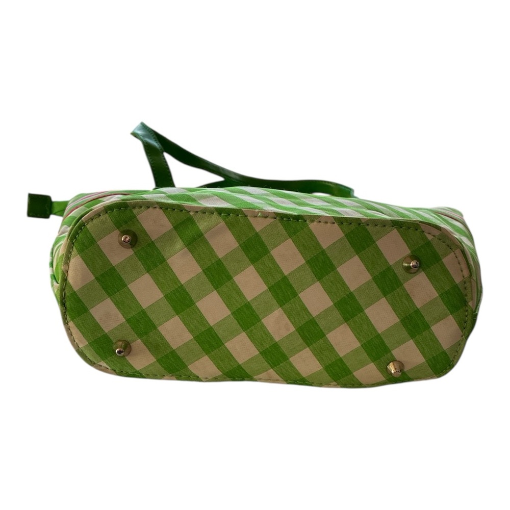 Kate Spade Green Checkered Tote Bag Purse Preppy Spring Summer Colorful Chic - Picture 3 of 6